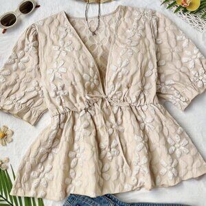 SHEIN Plus Size Floral Blouse with Tie